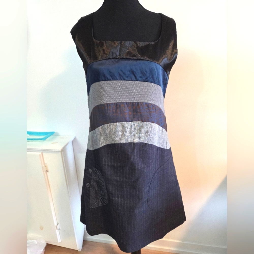 Desigual multi fabric A-line Dress Sz 40/8